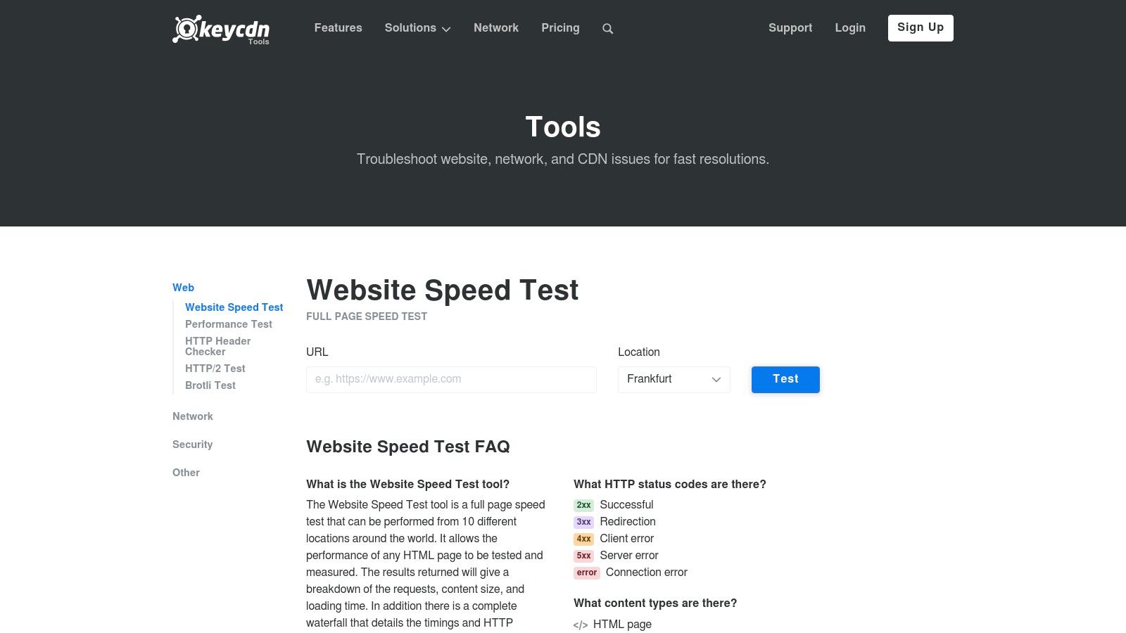 KeyCDN Website Speed Test